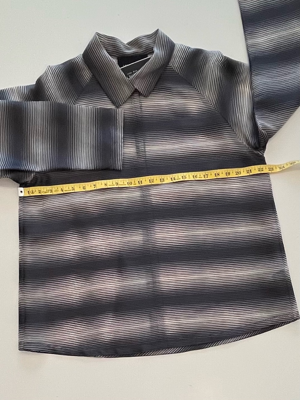 Lafayette 148 New York Sheer Black & Tan Striped Lightweight Silk Shirt-Jacket - Picture 9 of 12